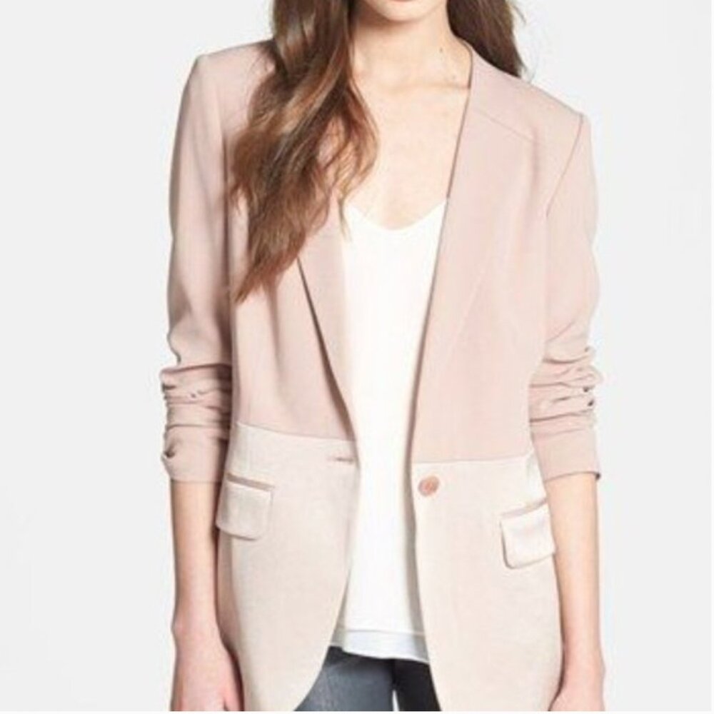 Chelsea28 Mixed Media Blazer - Blush Pink Sz S
